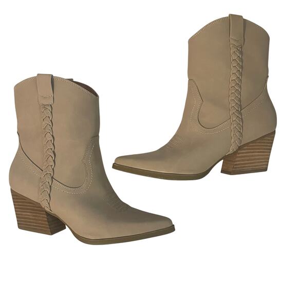 Dolce Vita Koolson Cowboy Western Boots Pull On Stack HeelWomen's Size 8 Tan - Picture 5 of 16